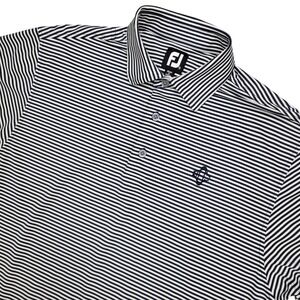 FootJoy Polo Golf Shirt  Men's M Navy Blue White Stripe Performance Stretch